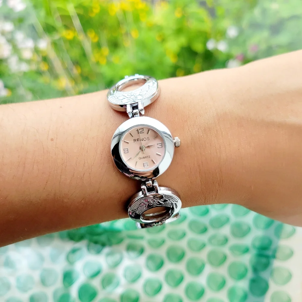 Classic Renos Quartz Silver & Pink Watch